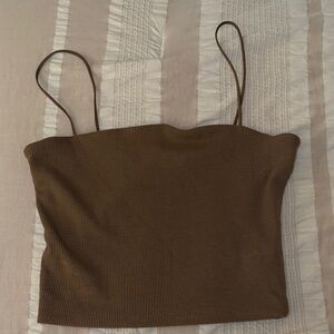 Love Tree Brown Ribbed Camisole